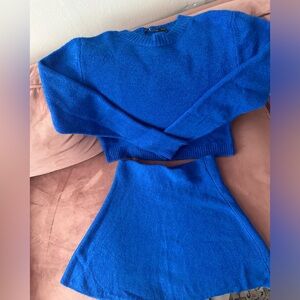 Mango Blue Sweater and Skirt Set - SIZE LARGE